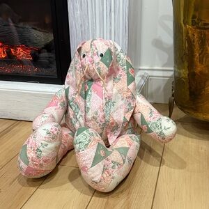 Handmade Floral Fabric Floppy Eared Bunny Plush